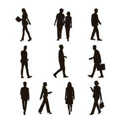 People Walking Silhouettes