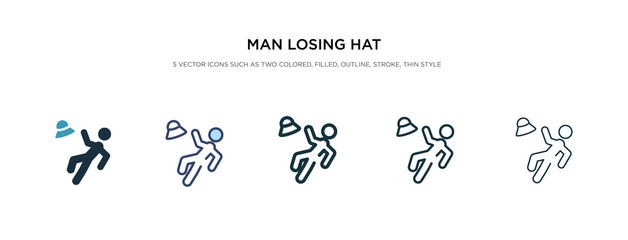 man losing hat icon in different style vector illustration. two colored and black man losing hat vector icons designed in filled, outline, line and stroke style can be used for web, mobile, ui