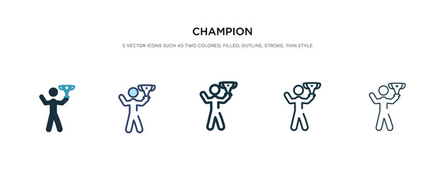 champion icon in different style vector illustration. two colored and black champion vector icons designed in filled, outline, line and stroke style can be used for web, mobile, ui