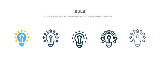 bulb icon in different style vector illustration. two colored and black bulb vector icons designed in filled, outline, line and stroke style can be used for web, mobile, ui