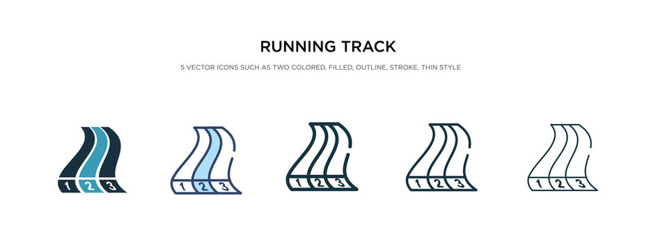 running track icon in different style vector illustration. two colored and black running track vector icons designed in filled, outline, line and stroke style can be used for web, mobile, ui