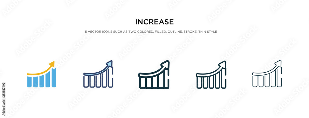 Poster increase icon in different style vector illustration. two colored and black increase vector icons de