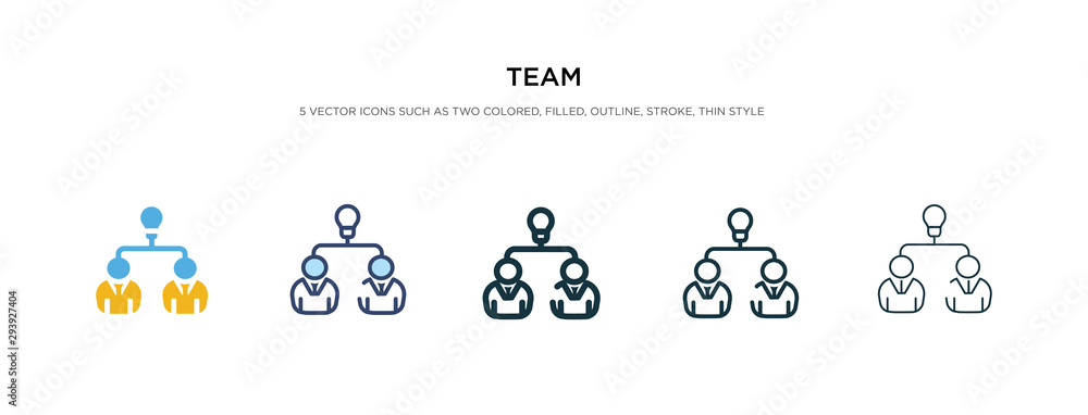Poster team icon in different style vector illustration. two colored and black team vector icons designed i