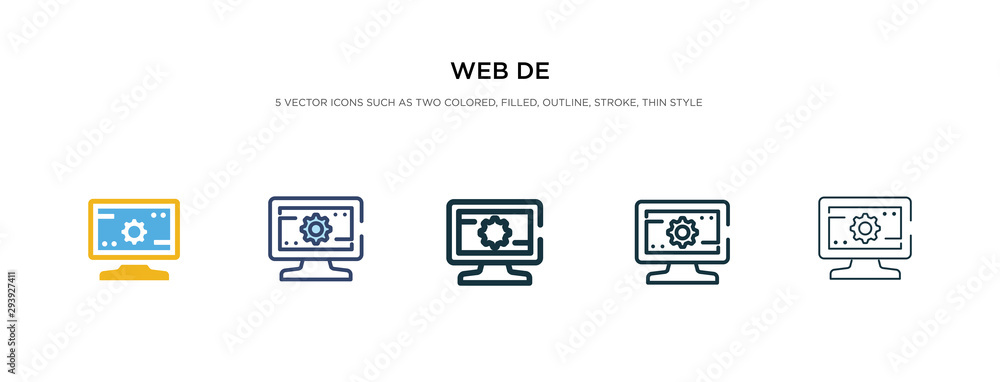 Poster web de icon in different style vector illustration. two colored and black web de vector icons design