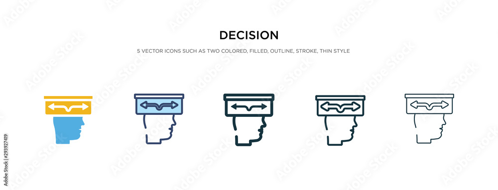 Aufkleber decision icon in different style vector illustration. two colored and black decision vector icons de