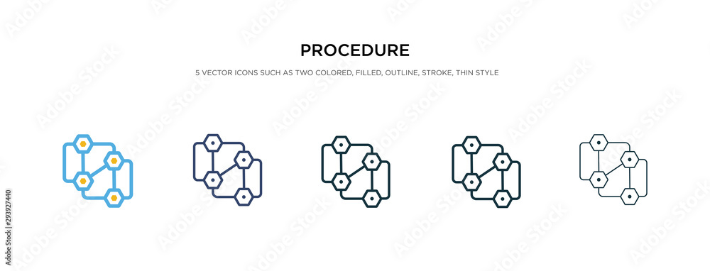 Poster procedure icon in different style vector illustration. two colored and black procedure vector icons 