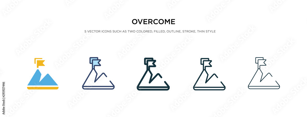 Poster overcome icon in different style vector illustration. two colored and black overcome vector icons de