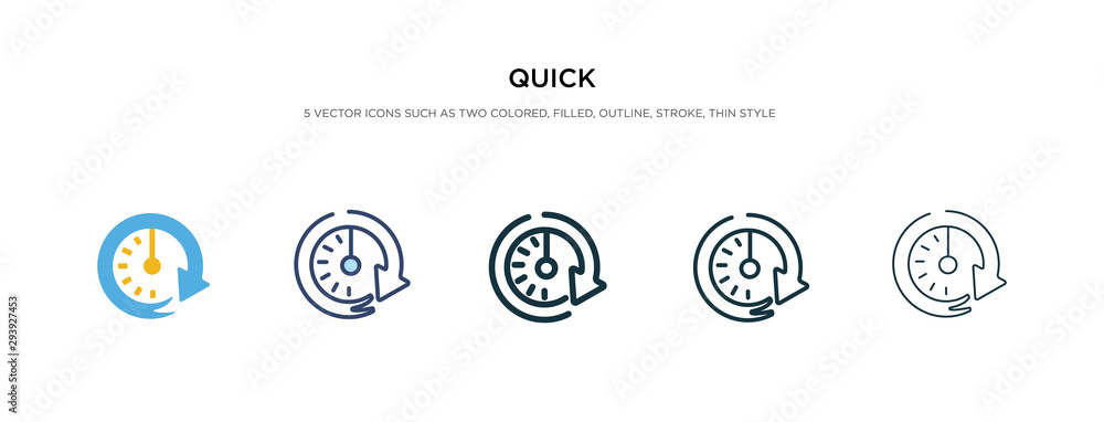 Poster quick icon in different style vector illustration. two colored and black quick vector icons designed