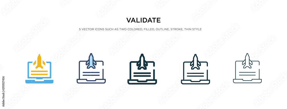 Aufkleber validate icon in different style vector illustration. two colored and black validate vector icons de