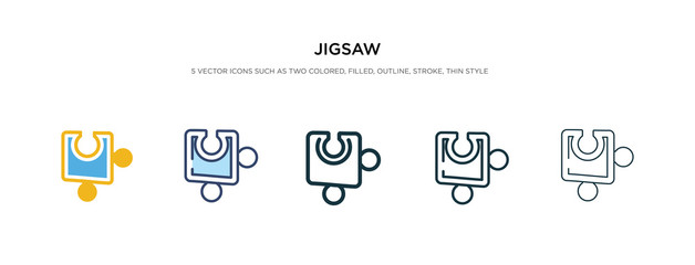 jigsaw icon in different style vector illustration. two colored and black jigsaw vector icons designed in filled, outline, line and stroke style can be used for web, mobile, ui
