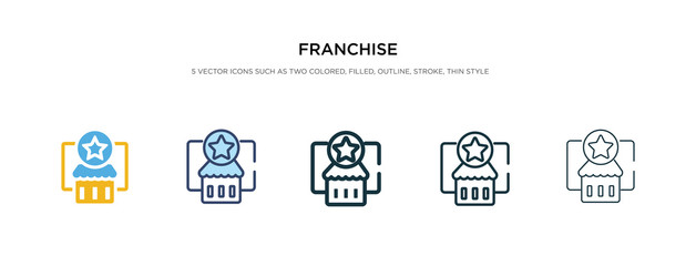 franchise icon in different style vector illustration. two colored and black franchise vector icons designed in filled, outline, line and stroke style can be used for web, mobile, ui