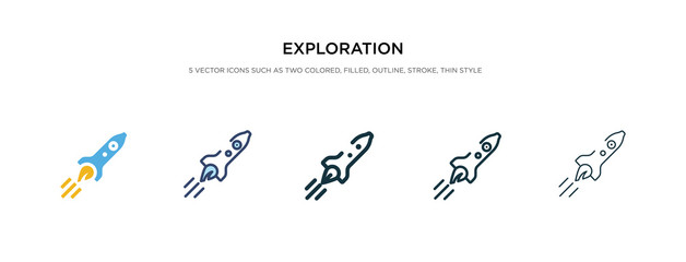 exploration icon in different style vector illustration. two colored and black exploration vector icons designed in filled, outline, line and stroke style can be used for web, mobile, ui