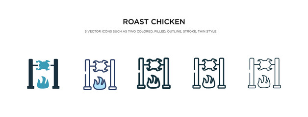 roast chicken icon in different style vector illustration. two colored and black roast chicken vector icons designed in filled, outline, line and stroke style can be used for web, mobile, ui