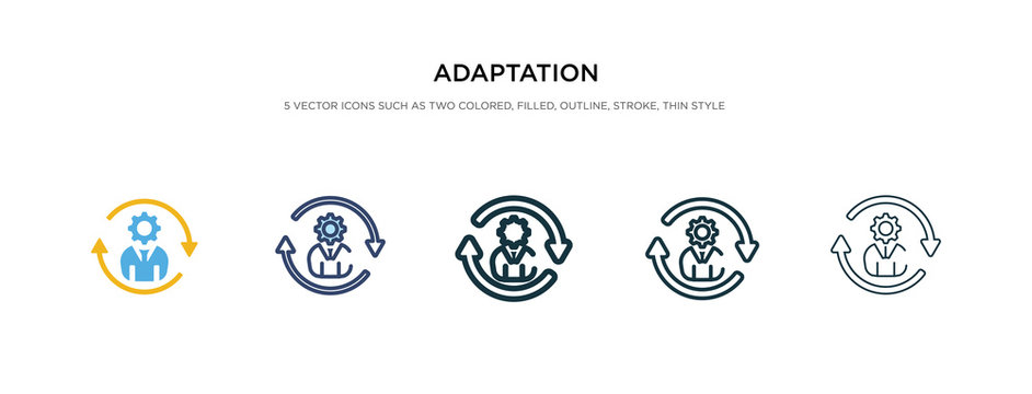 adaptation icon in different style vector illustration. two colored and black adaptation vector icons designed in filled, outline, line and stroke style can be used for web, mobile, ui