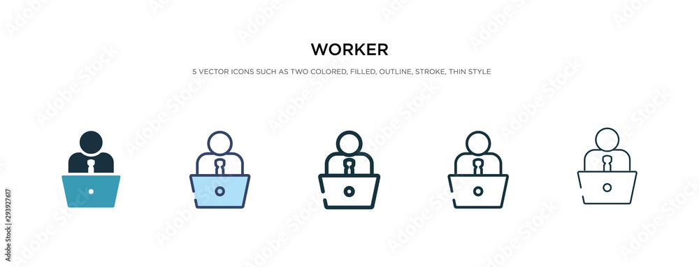 Aufkleber worker icon in different style vector illustration. two colored and black worker vector icons design