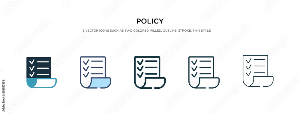 Poster policy icon in different style vector illustration. two colored and black policy vector icons design