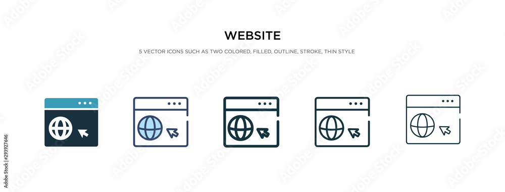 Poster website icon in different style vector illustration. two colored and black website vector icons desi