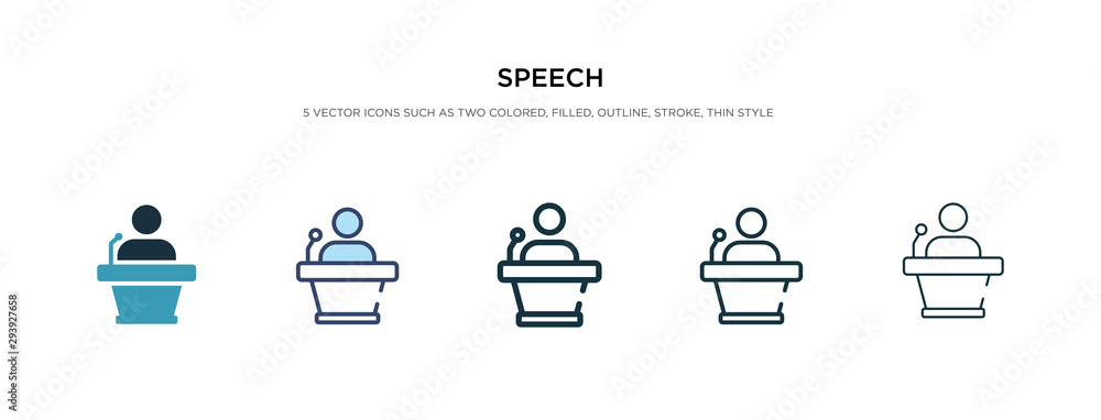 Aufkleber speech icon in different style vector illustration. two colored and black speech vector icons design