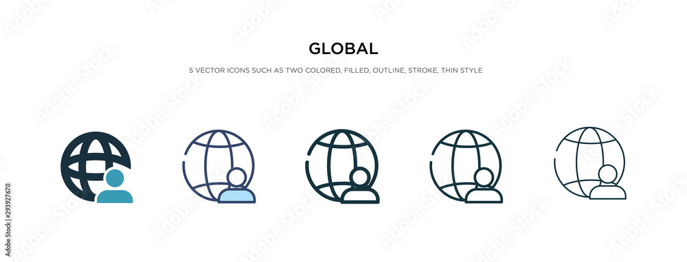 Poster global icon in different style vector illustration. two colored and black global vector icons design