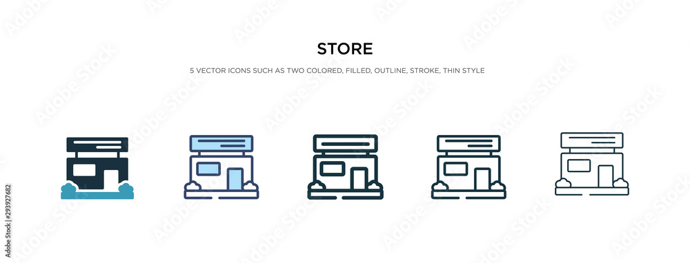 Poster store icon in different style vector illustration. two colored and black store vector icons designed