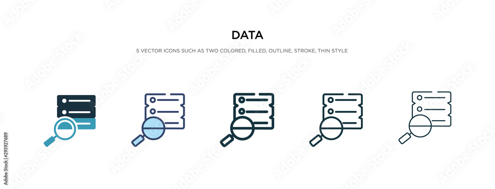 Poster data icon in different style vector illustration. two colored and black data vector icons designed i