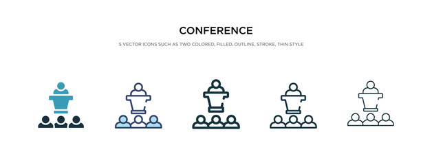 conference icon in different style vector illustration. two colored and black conference vector icons designed in filled, outline, line and stroke style can be used for web, mobile, ui