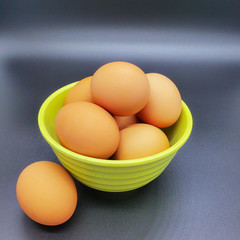 Chicken eggs. Farm products, natural brown eggs.
