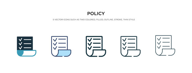 policy icon in different style vector illustration. two colored and black policy vector icons designed in filled, outline, line and stroke style can be used for web, mobile, ui