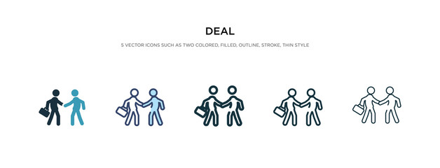 deal icon in different style vector illustration. two colored and black deal vector icons designed in filled, outline, line and stroke style can be used for web, mobile, ui