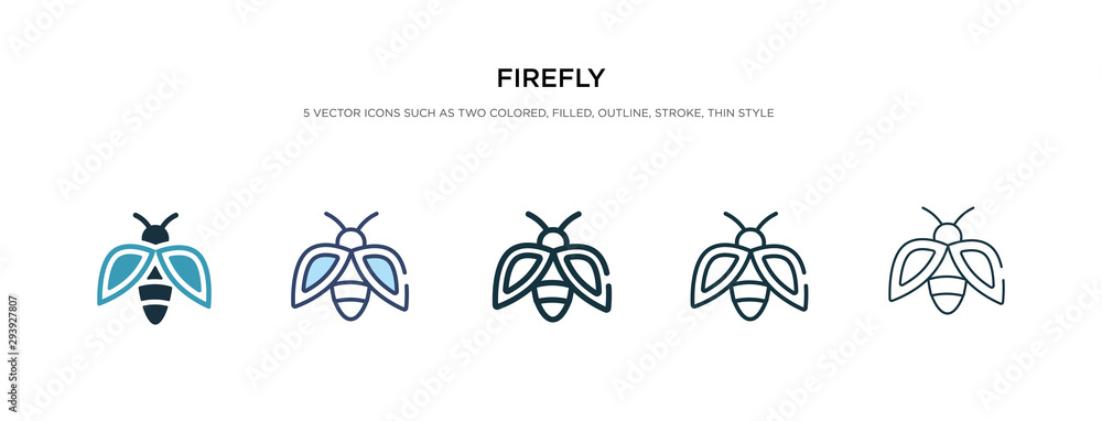 Poster firefly icon in different style vector illustration. two colored and black firefly vector icons desi