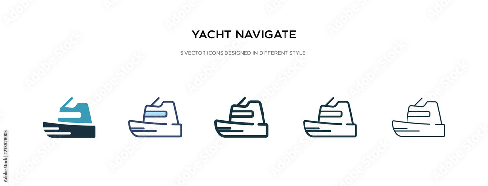 Poster yacht navigate icon in different style vector illustration. two colored and black yacht navigate vec