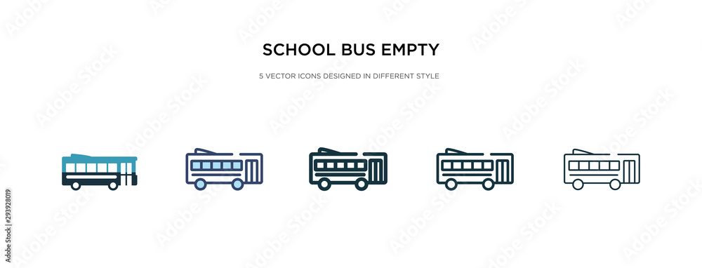 Poster school bus empty icon in different style vector illustration. two colored and black school bus empty