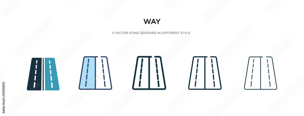 Poster way icon in different style vector illustration. two colored and black way vector icons designed in 