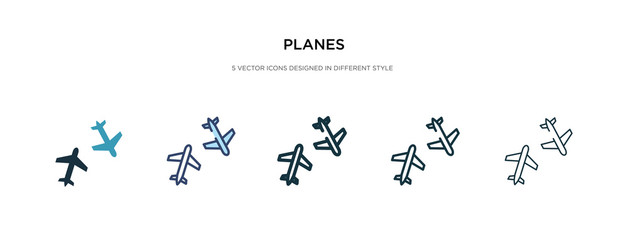 planes icon in different style vector illustration. two colored and black planes vector icons designed in filled, outline, line and stroke style can be used for web, mobile, ui