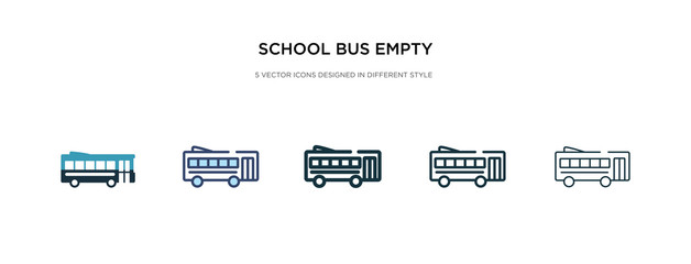 school bus empty icon in different style vector illustration. two colored and black school bus empty vector icons designed in filled, outline, line and stroke style can be used for web, mobile, ui © zaurrahimov