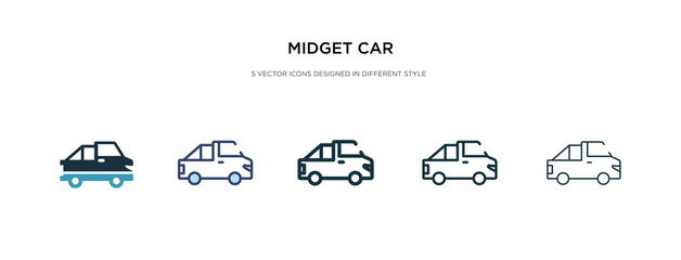 midget car icon in different style vector illustration. two colored and black midget car vector icons designed in filled, outline, line and stroke style can be used for web, mobile, ui