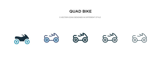 quad bike icon in different style vector illustration. two colored and black quad bike vector icons designed in filled, outline, line and stroke style can be used for web, mobile, ui © zaurrahimov