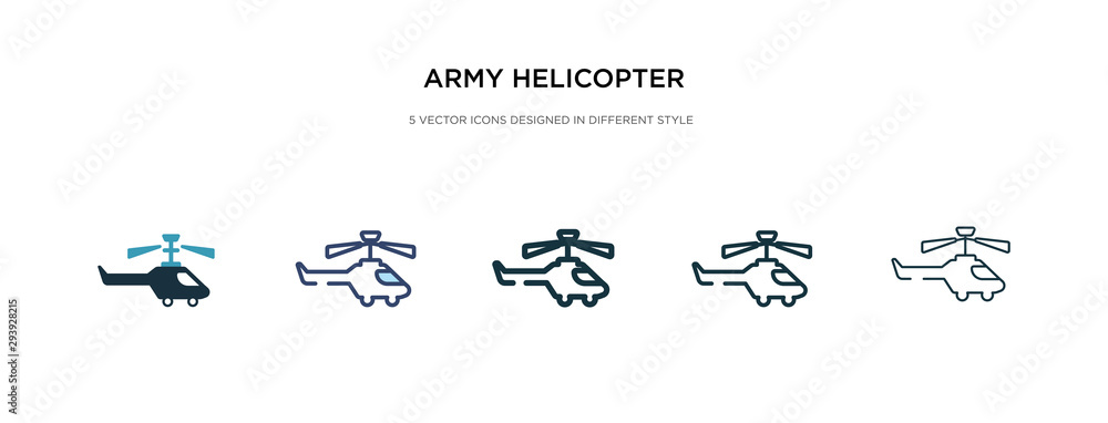 Poster army helicopter icon in different style vector illustration. two colored and black army helicopter v