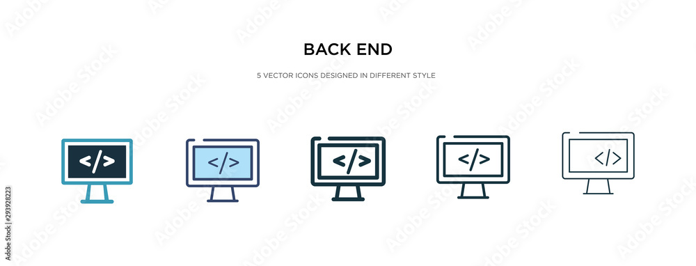 Poster back end icon in different style vector illustration. two colored and black back end vector icons de