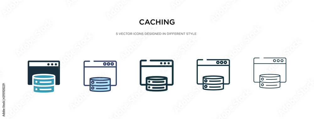 Poster caching icon in different style vector illustration. two colored and black caching vector icons desi
