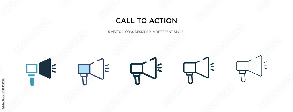 Poster call to action icon in different style vector illustration. two colored and black call to action vec