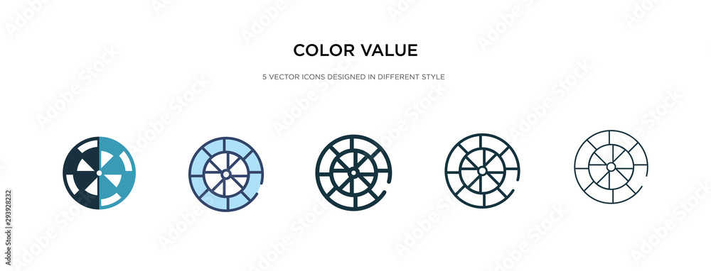 Poster color value icon in different style vector illustration. two colored and black color value vector ic