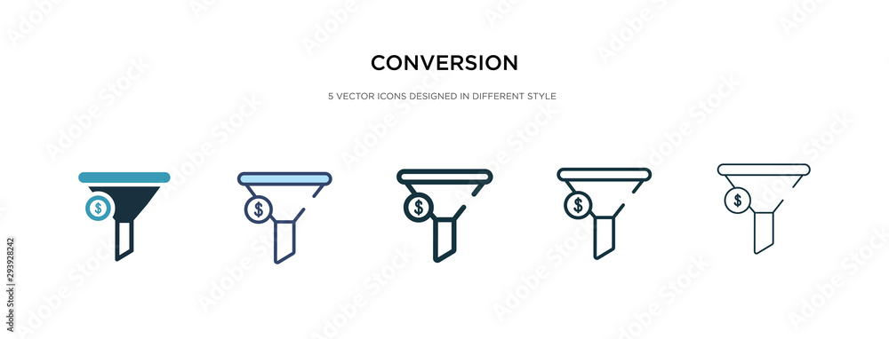 Poster conversion icon in different style vector illustration. two colored and black conversion vector icon