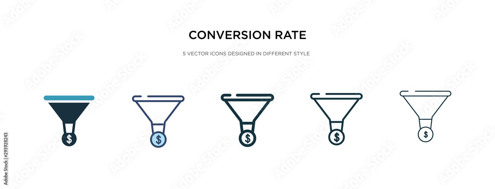 Poster conversion rate optimization icon in different style vector illustration. two colored and black conv