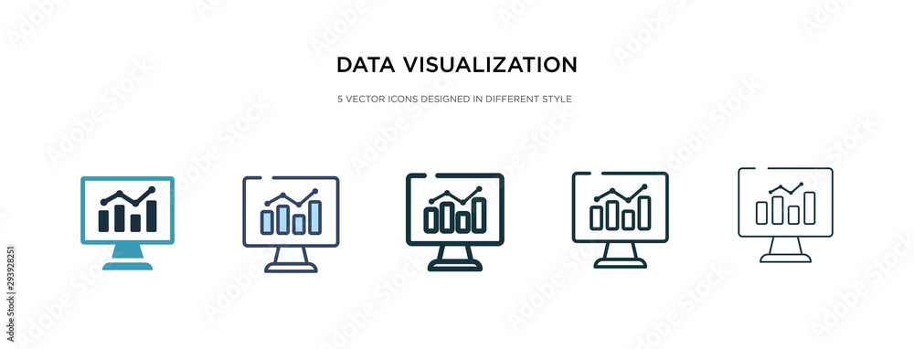 Poster data visualization icon in different style vector illustration. two colored and black data visualiza