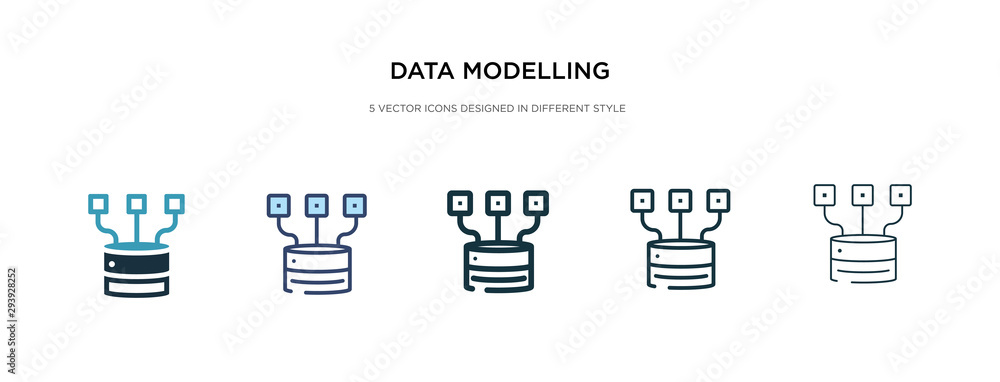 Poster data modelling icon in different style vector illustration. two colored and black data modelling vec