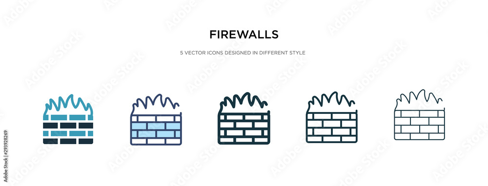 Aufkleber firewalls icon in different style vector illustration. two colored and black firewalls vector icons 