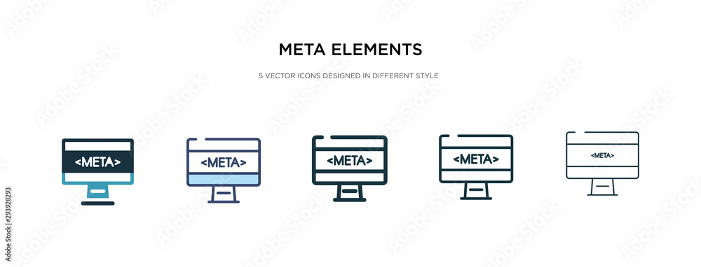 Poster meta elements icon in different style vector illustration. two colored and black meta elements vecto