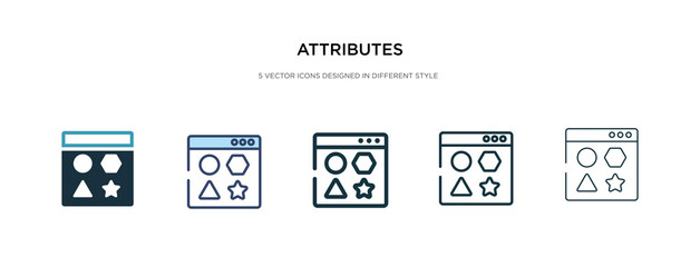 attributes icon in different style vector illustration. two colored and black attributes vector icons designed in filled, outline, line and stroke style can be used for web, mobile, ui - obrazy, fototapety, plakaty