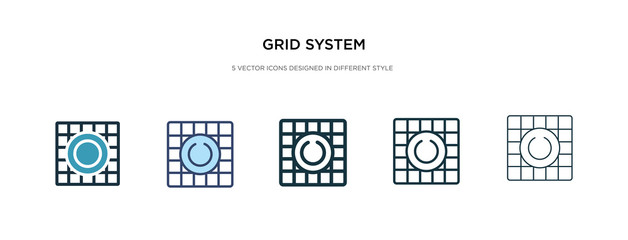 grid system icon in different style vector illustration. two colored and black grid system vector icons designed in filled, outline, line and stroke style can be used for web, mobile, ui